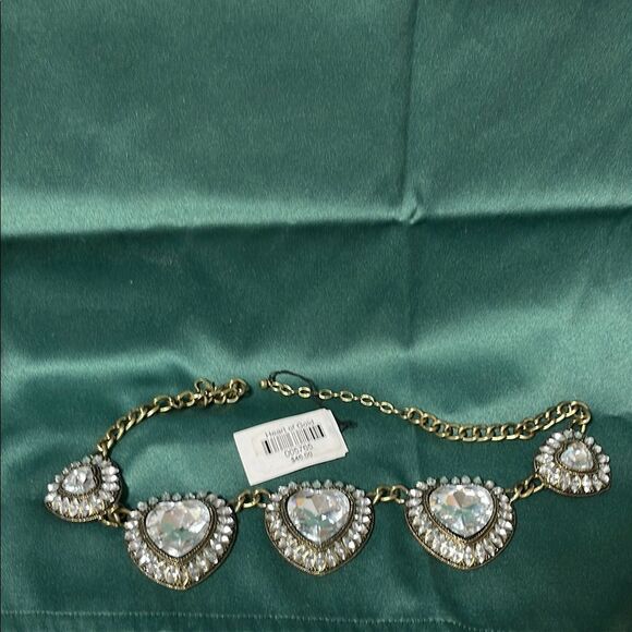 Tracy Lynn Gold Heart Crystal Necklace - Picture 1 of 6